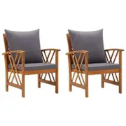 Garden Chairs with Cushions 2 pcs Solid Acacia Wood