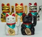 4"~10.2" Lucky Cat MANEKI NEKO Beckoning Waving Arm Wealth Prosperity Feng Shui