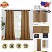 Luxury Gold Brown Thermal Insulated Blackout Curtains - 95x42in Grommet Top