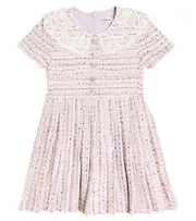 Self-Portrait Kids Lace-trimmed pleated bouclé dress