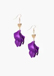 [Taking Shape] Taking Shape Petal Heart Drop Earrings in Purple - Women's Accessories Purple
