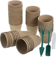 Levemolo 1 Set Paper Planting Pots with Drainage Starter Grow Pots for Garden Plants Includes Labels Gardening Tools