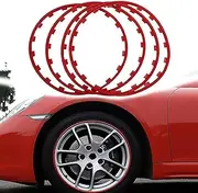 Rim Protector 4PCS Wheel Rims Decor Strip, 16-20 '' Car Wheel Edge Trim Protection Ring for All Car Models G20240113(Color:Red,Size:19in)(Red,16in)