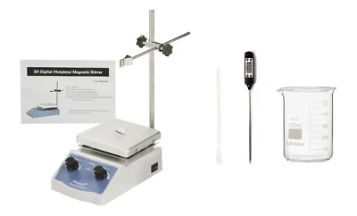 Magnetic Stirrer Hotplate set with Stir Bar, Retriever, Temp Probe and Beaker