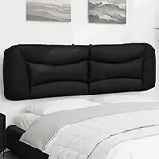Hvar Black 180 cm Faux Leather Headboard Cushion, Upholstered Wall Mounted Bed Back Support for Reading