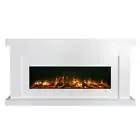 New White 50 Inch Electric Fireplace Wood Mantel Suite Flame effect Heater logs