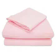 100% Natural Cotton Jersey Knit Sheet Set, Pink, Soft Breathable, for Girls