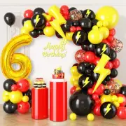 Red Black Yellow Balloon Arch Kit, Cartoon Balloon Garland Kit with 6 Foil Nu...