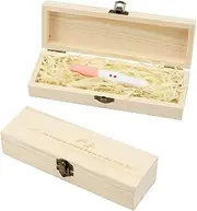 KCGANI Pregnancy Test Keepsake Box, Surprise Wooden Pregnancy Announcement Presents Box for Dad Grandparents Husband, Wood Reveal Souvenir Collection Box with Raffia Ribbon for Aunt Uncle Boyfriend