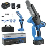 Mini Chainsaw Cordless 8 Inch Electric Chain Saw and Work Light, with Securit...