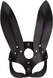 Women Leather Masks Bunny Ear Fox Cat Mask Leather Half Face Mask Masquerade Party Mask for Cosplay Halloween Costume Accessory