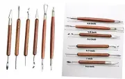 Pottery & Clay Sculpting Tools, Double-Sided, Smooth Wooden Handles. 6 Pcs