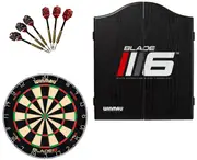 Winmau Blade 6 DUAL CORE Dart Board + Winmau Blade 6 Cabinet + Darts Set