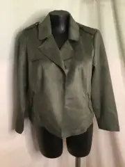 AUTOGRAPH KHAKI GREEN SUEDETTE "BIKER" JACKET SZ 24-NEW STUNNING JACKET