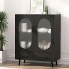 Artiss Buffet Sideboard Cupboard Cabinet Doors 2-Tier Shelf Storage Table Black