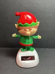 New Solar Powered Dancing Toy Bobble Head Christmas Elf with Red Santa Hat