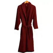 Burgundy Waffle Weave 100% Cotton Bathrobe for Men.