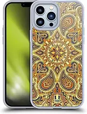 Head Case Designs Gold Intricate Paisley Gel Case [Military Grade Protection] Compatible with Apple iPhone 13 Pro Max