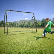Costway2-in-1 Kids Soccer Rebounder and Soccer Goal with Rebound Net and Soccer Net-Black