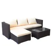 Sarantino 5pc Modular Outdoor Lounge Set PE Rattan Wicker Brown