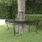 Half Round Tree Bench Ø160 cm Black Steel vidaXL
