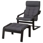 POÄNG armchair and footstool, black-brown/Gunnared dark grey
