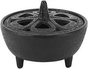 MUNEFE Iron Incense Burner, Black Iron Lotusly Shape Incense Pot, Charcoal Cast Iron Incense Burner Holde Suitable for All Kinds of Aromatherapy