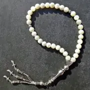 MOTHER OF PEARL Stone Tasbih - Misbaha - Worry Beads - Komboloi - Natural White