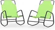 Camping Sunloungers Reclining Patio ChairsGreen Steel Rocking Sun Loungers (2 pcs)