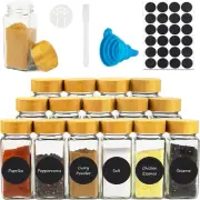 Spice Jars, 24PCS Spice Jars with Labels 4Oz Empty Square Spice Bottles Containe