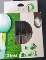 3 Tees Brush T, Driver, Black, Less Spin, Last Longer, More Distance