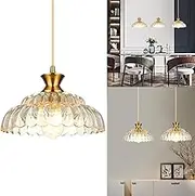 Brass Ceiling Light for Kitchen Island, Hanging Pendant Light Fixtures with Glass Shade, Modern Vintage Lighting for Dining Room and Bedroom (B,M)