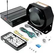 JAMTON 200W 12V 20 Tone Emergency Siren PA System, Slim Speaker Horn with Wireless Handheld Remote Control and Microphone for Emergency Vehicles Police Car Firefighter Ambulance SUVs