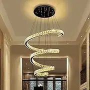 Crystal Chandelier - Large LED Pendant Light for High Ceilings, Adjustable Foyer Lighting Fixture for Staircase, Entryway, Living Room, Dining Room, Kitchen, Bedroom WFJ