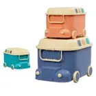 Keezi 3PCS Toy Storage Box Cute Car Toy Container Kids Toys Organiser Snack