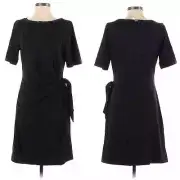 NWT White House Black Market Black Front Tie T Shirt Dress beaded neckline Sz M
