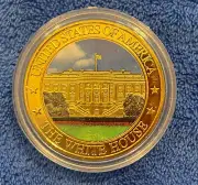 White House - Colorized 24kt Gold Plated Proof Coin
