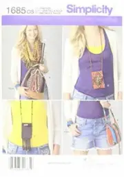 Simplicity Sewing Pattern 1685 Missess Drawstring Bag Passholder Bracelet Scarf
