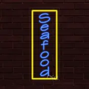 NEW "SEAFOOD" w/BORDER VERTICAL 30x12x1 INCH LED FLEX WINDOW INDOOR SIGN 31026