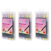 3x 12pc Legami Brush Markers Drawing Pen Pastel Colours Set Soft Tip