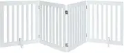 unipaws 61cm H Free Standing Pet Gate for Cat Baby, Wooden Gates for Doorway, Stairs, Step Over Foldable Pet Fence for The House, Expandable Puppy Barrier, Indoor Use, White