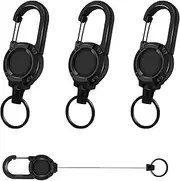 [AONAYO] 3 Pieces Retractable Key Ring, extendable Key Chain, extendible Key Chain with 60 cm Steel Cord for ID Badge Holder, Card Holder, Key Cards