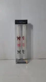 LED Taper Candles Orbit Pair Of2 Red, Pink, Black Bows Timer+Batts Included-New