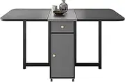 JGUOLIANG Foldable Gray Dining Table,Dining Table with Storage,Dining Table with Universal Wheels,120 * 80cm/47.2 * 31.5in Kitchen Table,Extendable Dining Table,Space Saving Dining Table