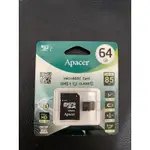 《現貨》APACER 宇瞻 64GB MICROSDXC TF U1 C10 85MB/S 64G 記憶卡