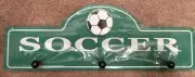 SOCCER WOODEN PEG HOOKS WALL SIGN Bedroom Sports Sports Coat Boys Girls NEW