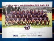 Framed 2018 MANLY SEA EAGLES NRL Poster - 45cm x 32cm x 3cm