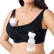 JOYNCLEON Hands-Free Pumping Bra with Jelly Gel Technology, Wide Straps, and Semi-F Padding, Compatible with All Standard Breast Pumps Black, Black, 4X-Large