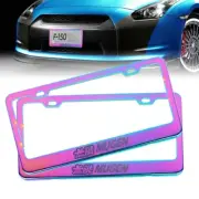 X2 UNIVERSAL MUGEN Neo Chrome Stainless Steel License Plate Frame W Screw Caps