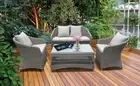 4PC Outdoor Balcony Lounge Set PE Wicker Table & Chairs Patio Furniture